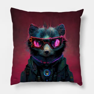 Cyberpunk Racoon Soldier Pillow