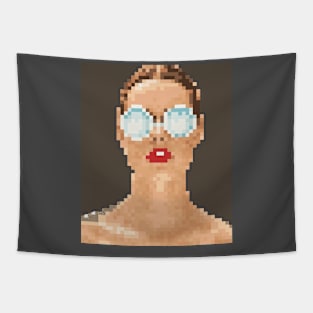 Lady Bust with reflective glasses Tapestry