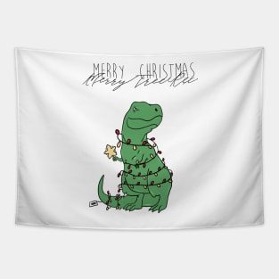 T-rex Christmas Tapestry