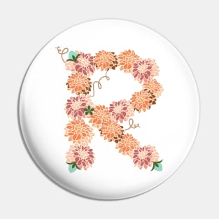 Letter R Floral Pin