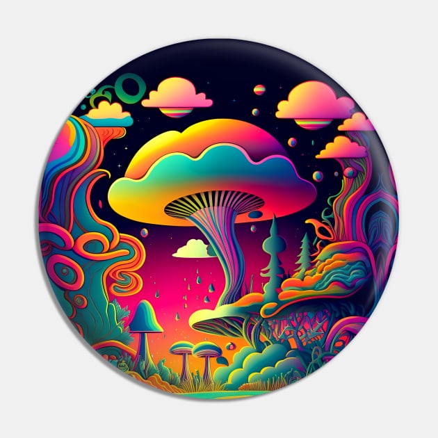 Psychedelic Dream Forest Filled with Colorful Mushrooms Pin by Puff Sumo