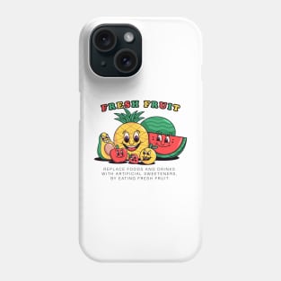 Fresh fruit, retro cartoon illustration of fruit characters Phone Case