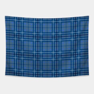 Blue and White Plaid Pattern Tapestry