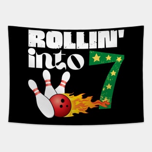 Rolling into 7 Bowling Birthday Gift Tapestry