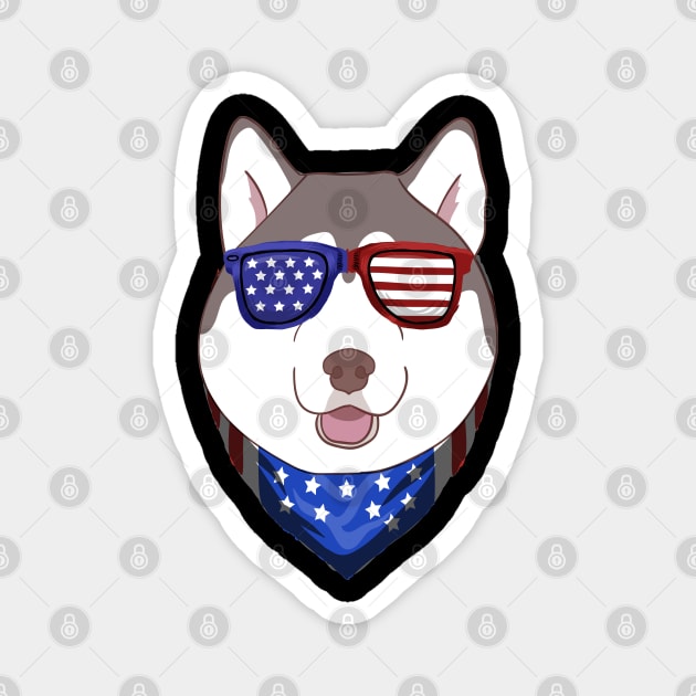 Patriotic Siberian Husky 4th Of July Magnet by PhiloArt