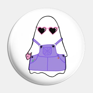 Trendy Ghoul in overalls and heart sunglasses Pin