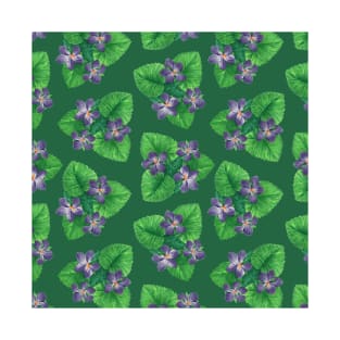 Violets on  emerald green T-Shirt