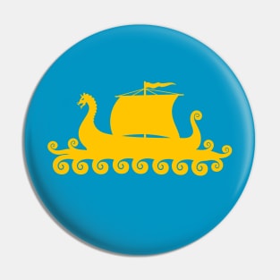 Cute Yellow Viking Ship Silhouette Pin