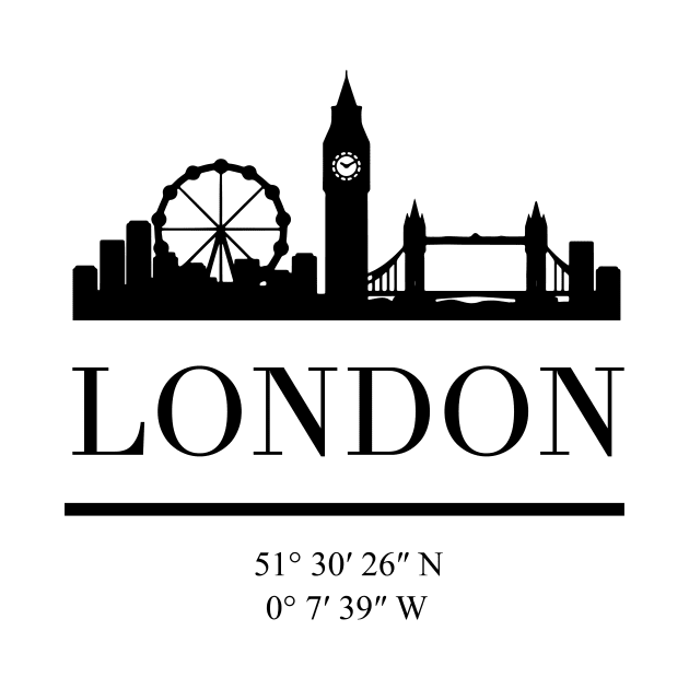 LONDON ENGLAND BLACK SILHOUETTE SKYLINE ART by deificusArt