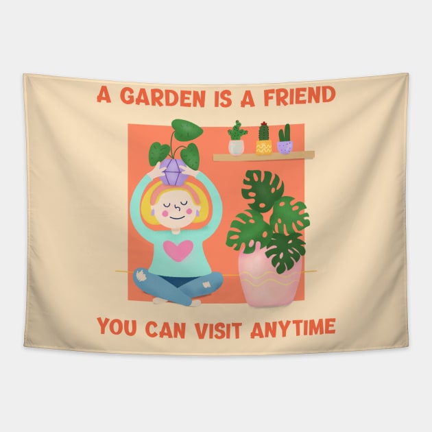 A Garden is a Friend You Can Visit Anytime - Gardening Quote Tapestry by stokedstore