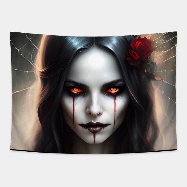 Demonic girl Tapestry by Dark Art World