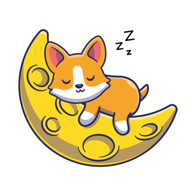 Cute Kawaii Fox Sleeping on Moon by Seedsplash