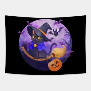 Halloween Cute Happy Cats T-Shirt - Halloween bats Tapestry