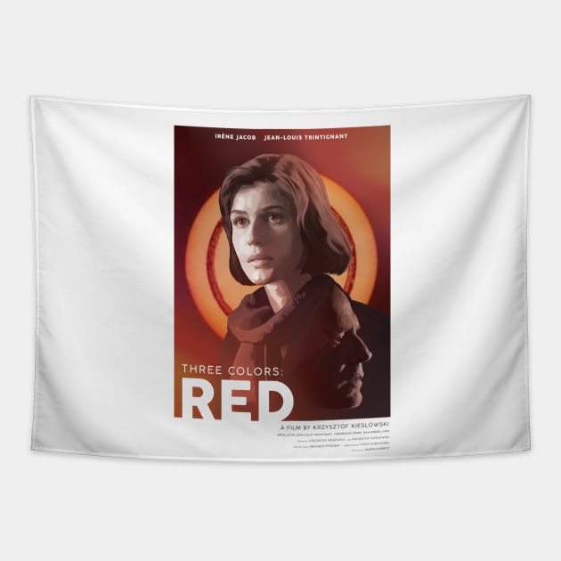 Three Colors: Red - alternative movie poster - Irene Jacob, Krzysztof Kieslowski Tapestry by chrisayerscreative