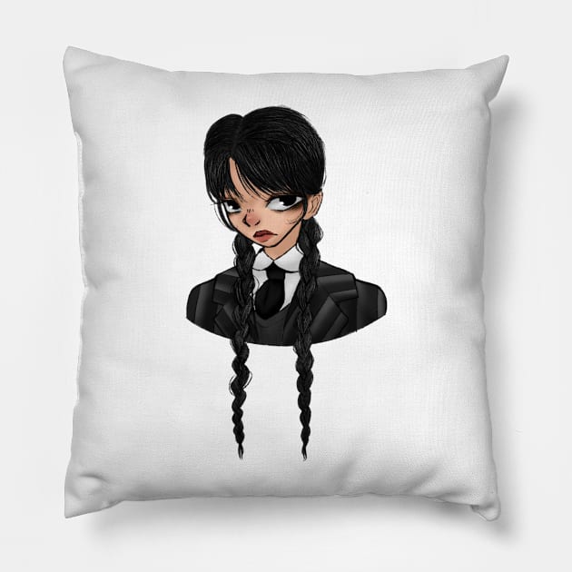 Wednesday Addams Netflix Pillow by Skiadrum