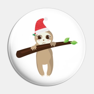 Adorable Sloth & Christmas Hat Pin