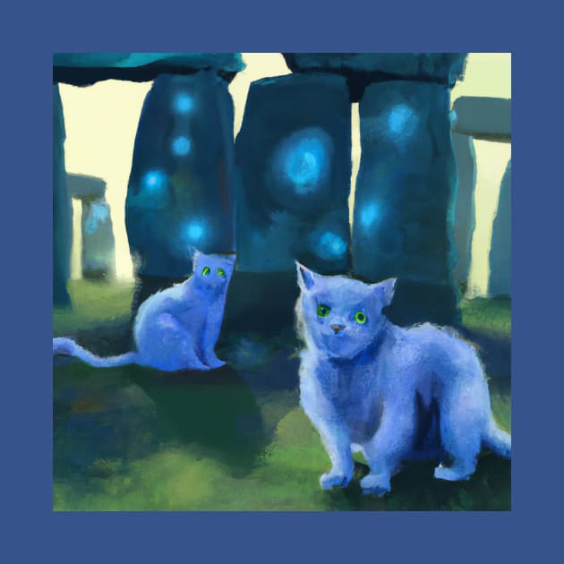 Magical Blue Cats Infest Stonehenge by Star Scrunch