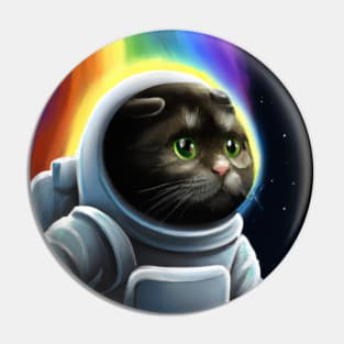 Rainbow Space Cat Pin