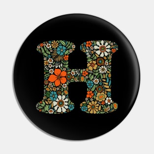 Hippie Floral Letter H Pin