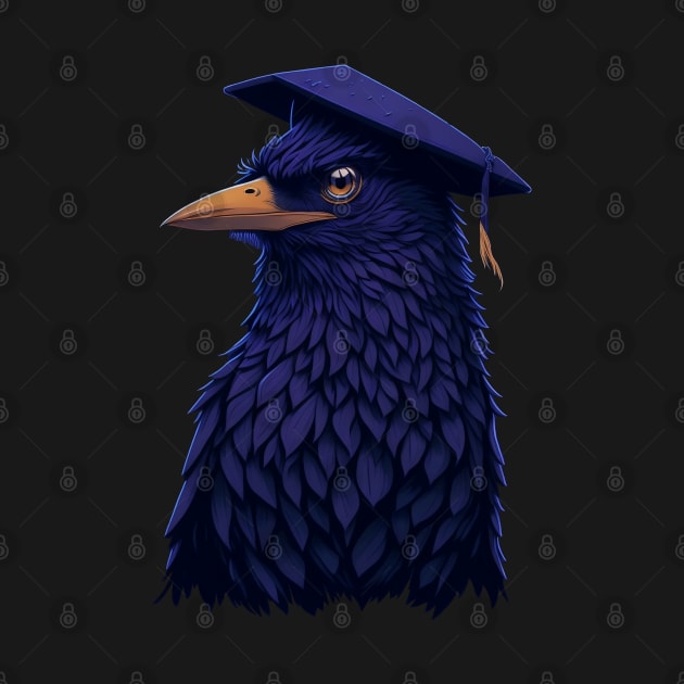 Cute Raven Wearing Graduation Hat by MadKitsune