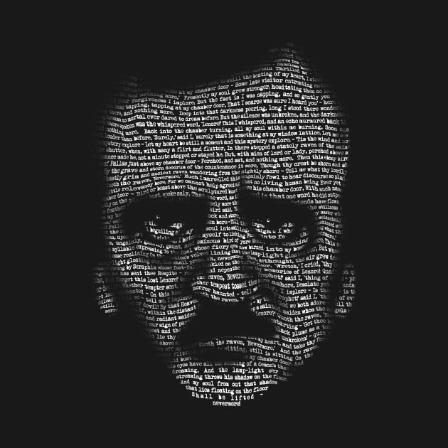 Edgar Allan Poe Nevermore Text Portrait by vincentcarrozza