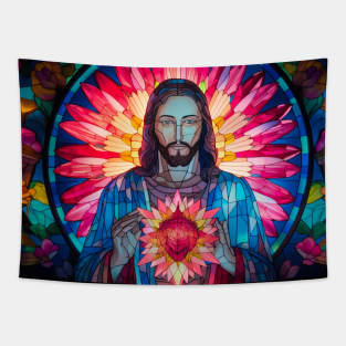 Sacred Heart Stained Glass Tapestry