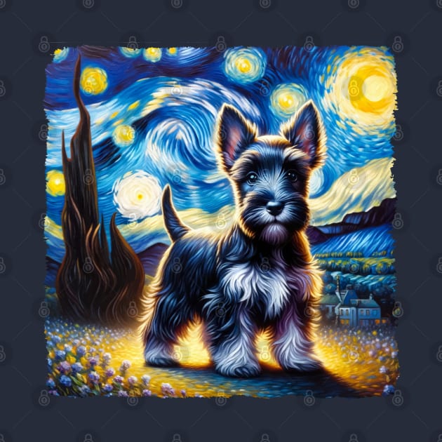 Starry Scottish Terrier Portrait - Dog Portrait by starry_night