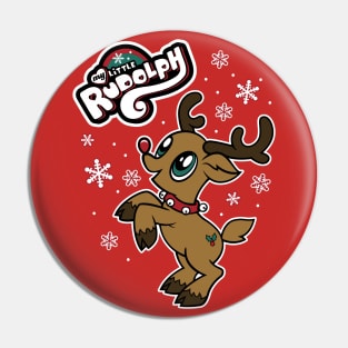 My Little Rudolph - Christmas Cartoon Red Nosed Reindeer Pin