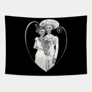 Skeleton lovers couple mexican wedding. Tapestry