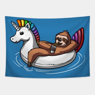 Sloth Riding Unicorn Float Tapestry