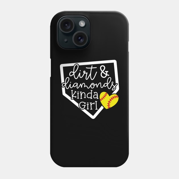 Dirt and Diamonds Kinda Girl Softball Baseball Cute Funny Phone Case by GlimmerDesigns