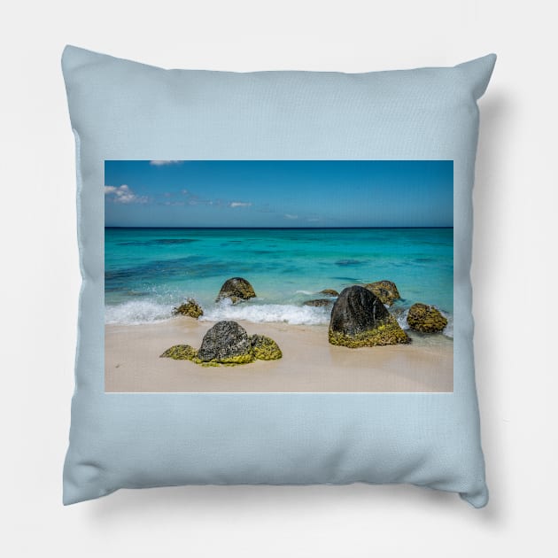 Arashi Beach in Aruba Pillow by Debra Martz