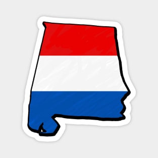 Red, White, and Blue Alabama Outline Magnet