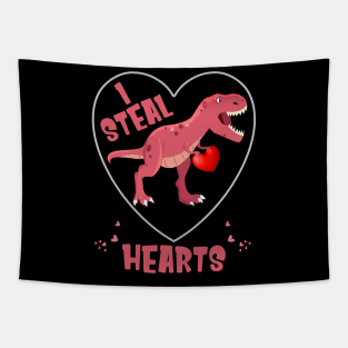 I Steal Hearts - Valentine's Day Dinosaur Tapestry