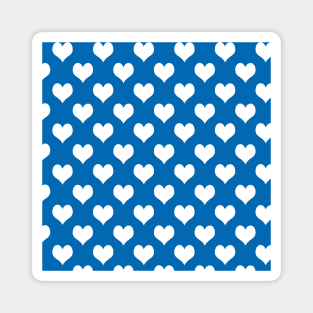 Bright Blue and White Heart Pattern Magnet
