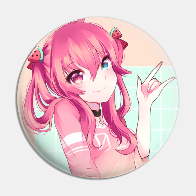 Twintails Melody Anime Pin Teepublic De Blue twintails hairstyle, psycho apparel & tokyo bopper in harajuku. teepublic