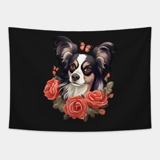 Cute Papillon Roses & Butterflies Dog Sticker Tapestry