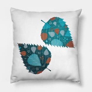 Floral Orange Blue Aspen Tree Leaves Pillow