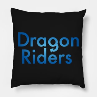 Celestial Outer Space Blue Dragon Riders Text Design Pillow
