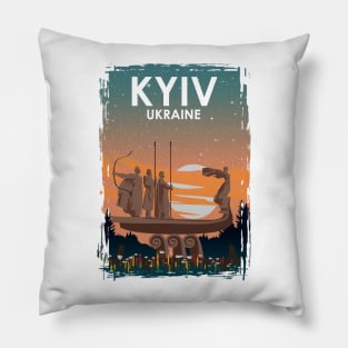 Kyiv Kiev Ukraine Monument Vintage Minimal European City Travel Poster Pillow