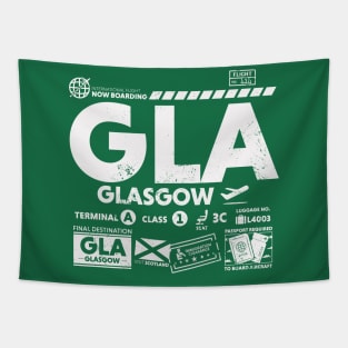 Vintage Glasgow GLA Airport Code Travel Day Retro Travel Tag Scotland Tapestry