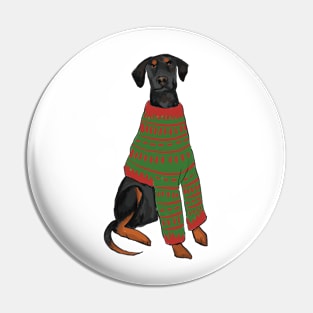 Doberman in a Christmas jumper Pin