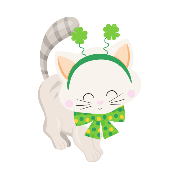 Saint Patrick's Day, Cute Cat, Lucky Clovers by Jelena Dunčević