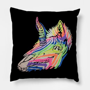 Rainbow Zebra Skull Pillow