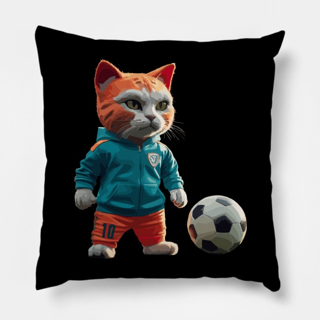 Soccer Kitty Pillow by ArtDeKong