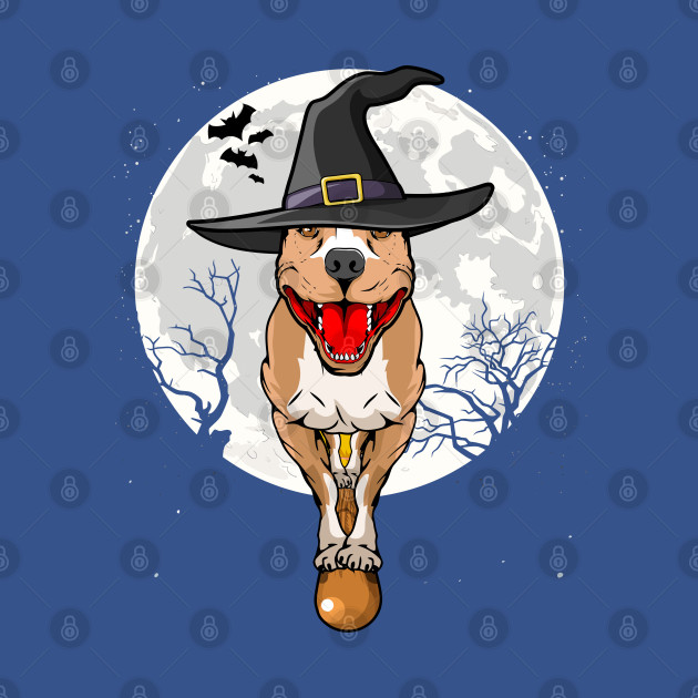 Discover Pitbull Dog Halloween Witch - Dog - T-Shirt