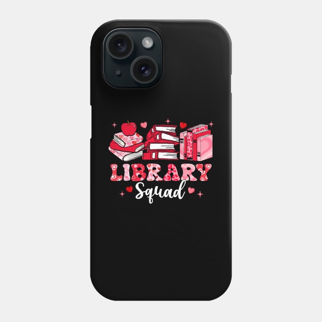 Library Squad Book Leopard Hearts Librarian Valentine_s Day Phone Case by jadolomadolo