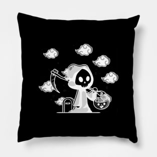Midnight Stroll of the Grim Reaper: A Haunting Tale Pillow