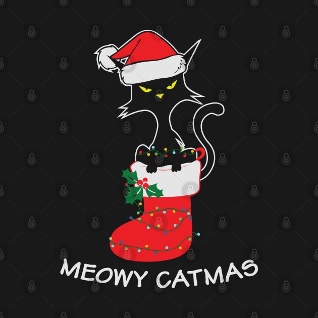 Meowy Catmas Christmas Stockings Gift for Cat Lovers by BadDesignCo