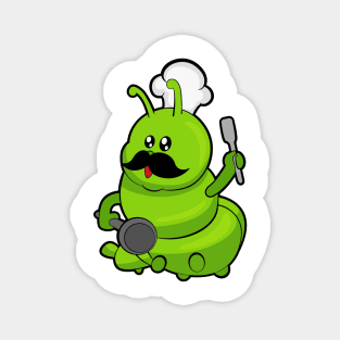 Caterpillar as Cook with Mustache Magnet